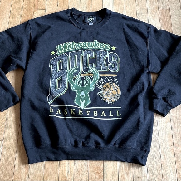 ‘47 Milwaukee Bucks Crewneck Sweater. Large. Black. NBA - Picture 2 of 5